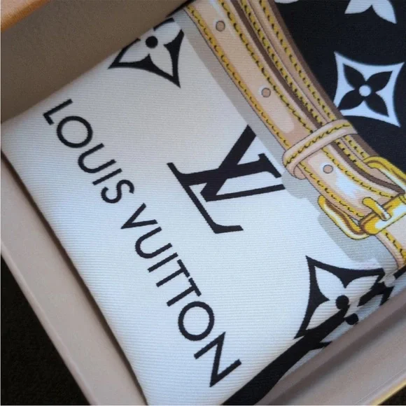 Louis Vuitton Monogram Scarf with Gold Accents - Picture 2 of 9